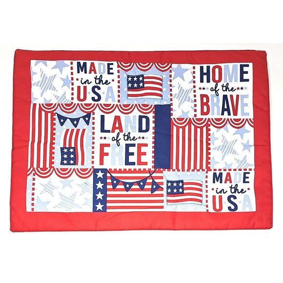 Patriotic Made in USA Land Free Home of Brave Fabric Placemats (Set of 4) - Picture 2 of 3